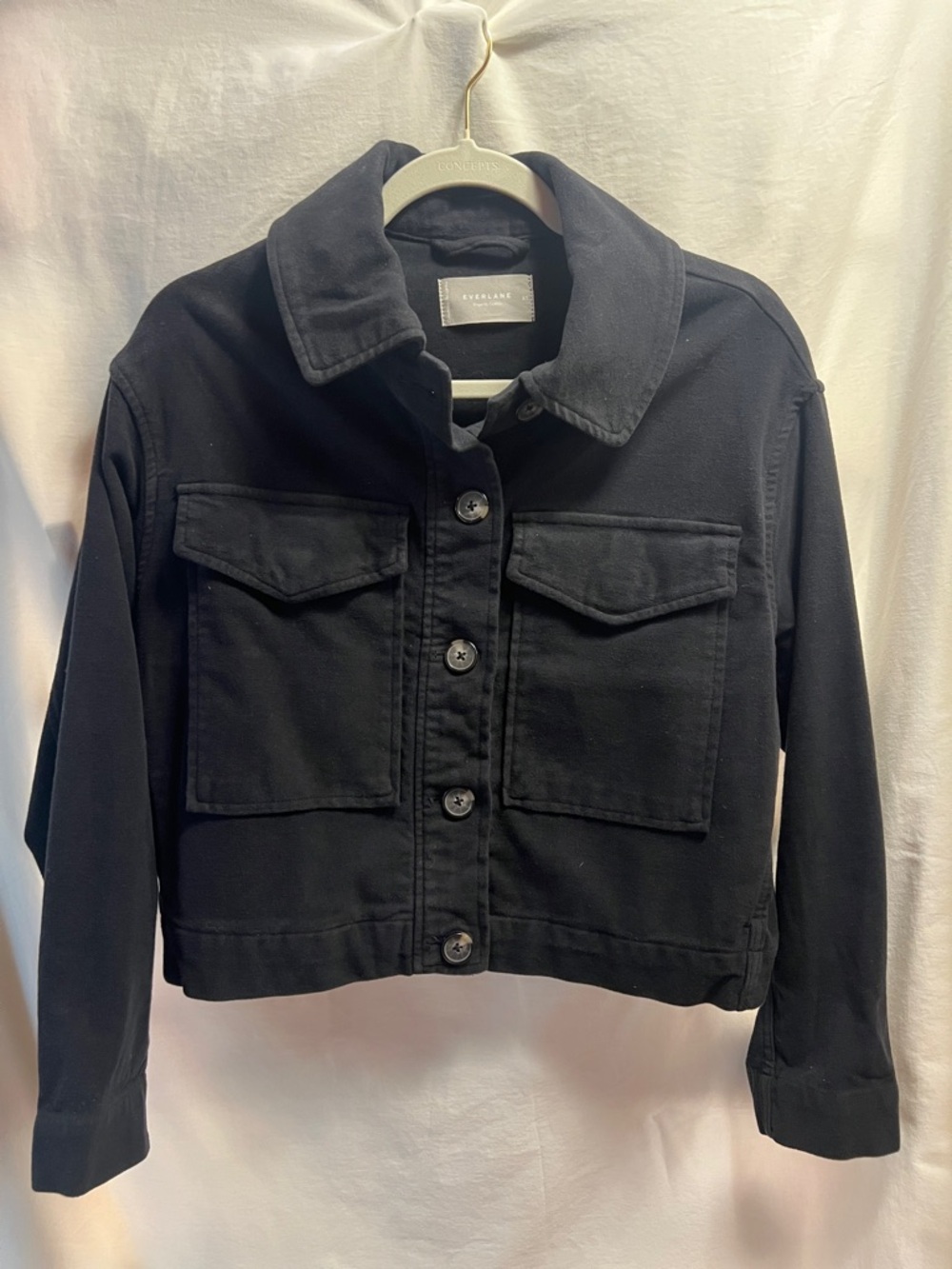 Everlane Black Cropped Sueded Jean Jacket